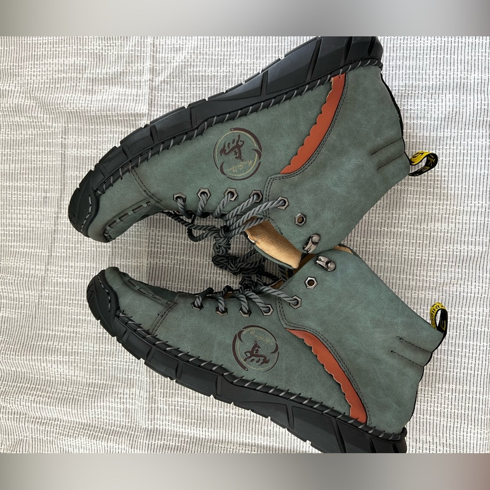 Men's Green and Black Boots